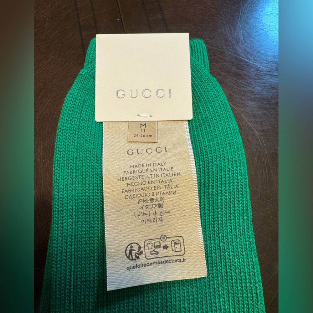 New Authentic Gucci Logo Socks Green Size M - Picture 8 of 10